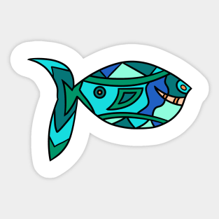 Smiley Blue Fish Sticker